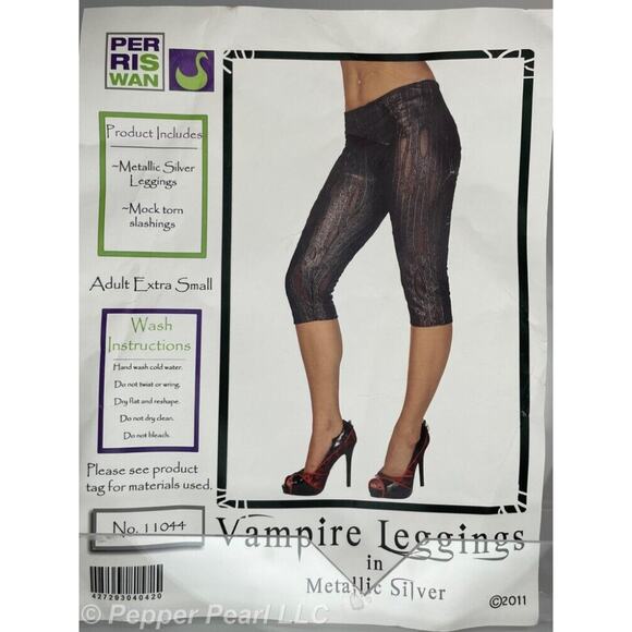 Vampire Costume Leggings Adult Extra Small Metallic for Halloween Cosplay - Picture 2 of 9